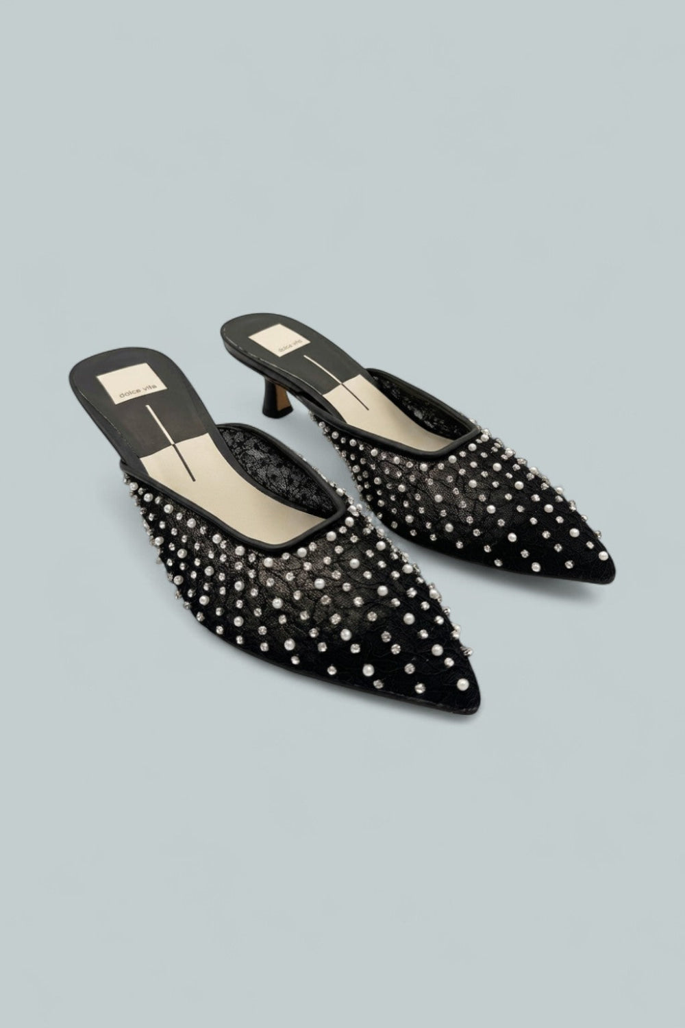 Cleo Beaded Pumps - Onyx Lace - Heels