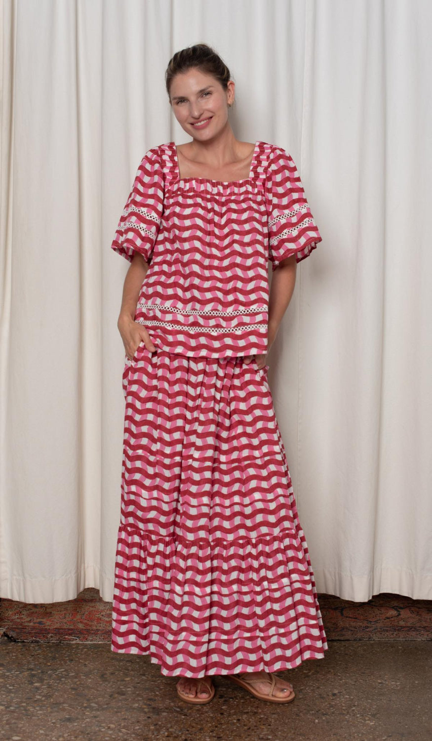 Coco Skirt - Red and Pink Zigzag Stripe - Skirt