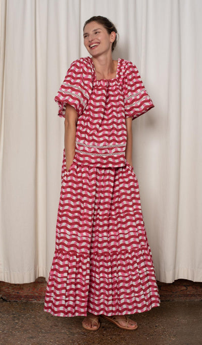 Coco Skirt - Red and Pink Zigzag Stripe - Skirt