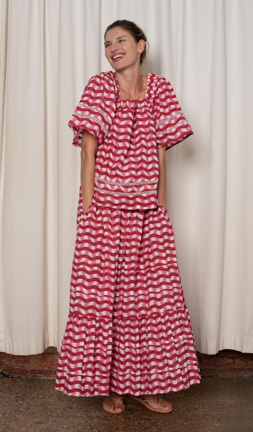 Coco Skirt - Red and Pink Zigzag Stripe - Skirt
