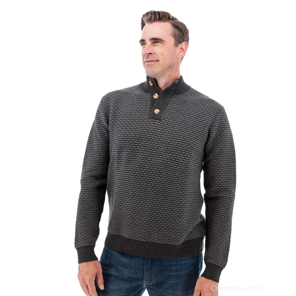 Cody Two Tone Textured Pullover - Charcoal - Sweater