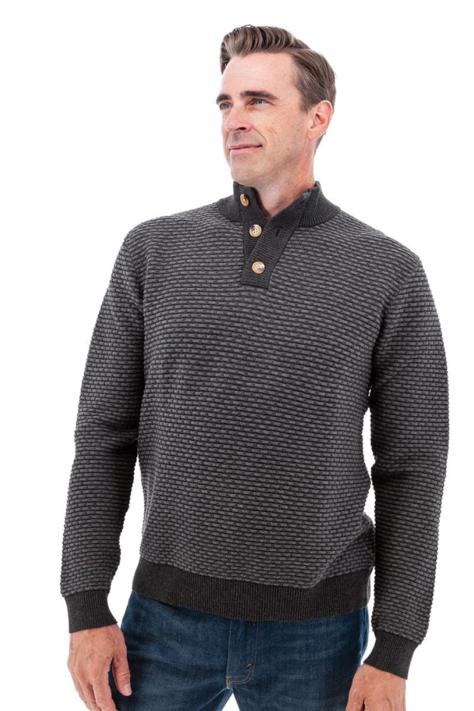 Cody Two Tone Textured Pullover - Charcoal - Sweater