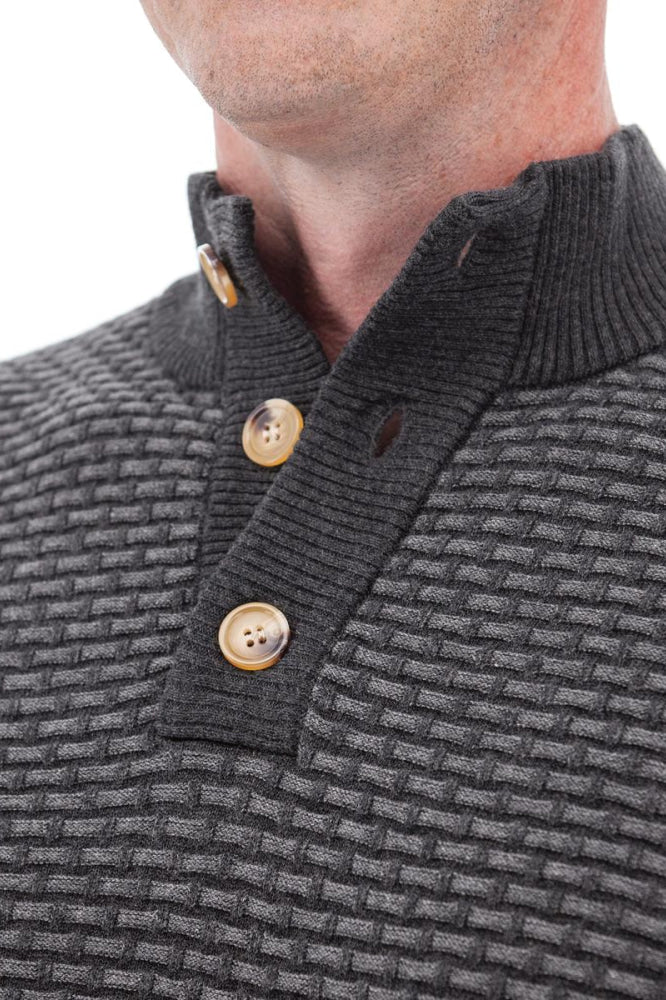 Cody Two Tone Textured Pullover - Charcoal - Sweater