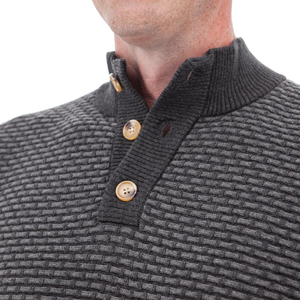 Cody Two Tone Textured Pullover - Charcoal - Sweater