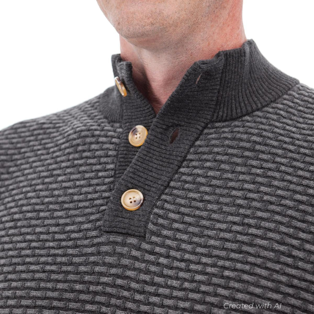 Cody Two Tone Textured Pullover - Charcoal - Sweater