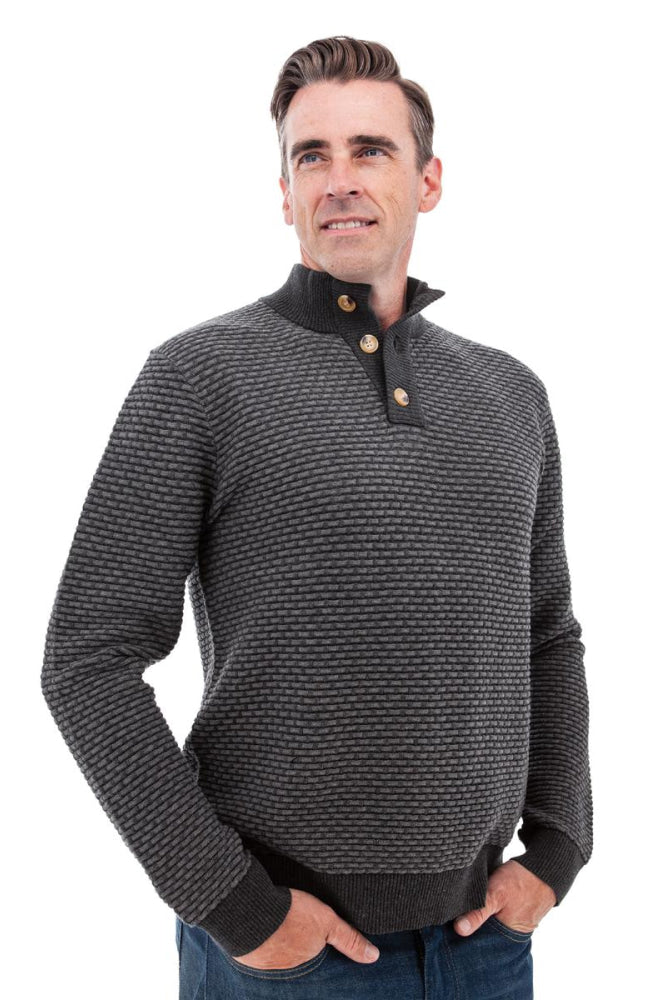Cody Two Tone Textured Pullover - Charcoal - Sweater