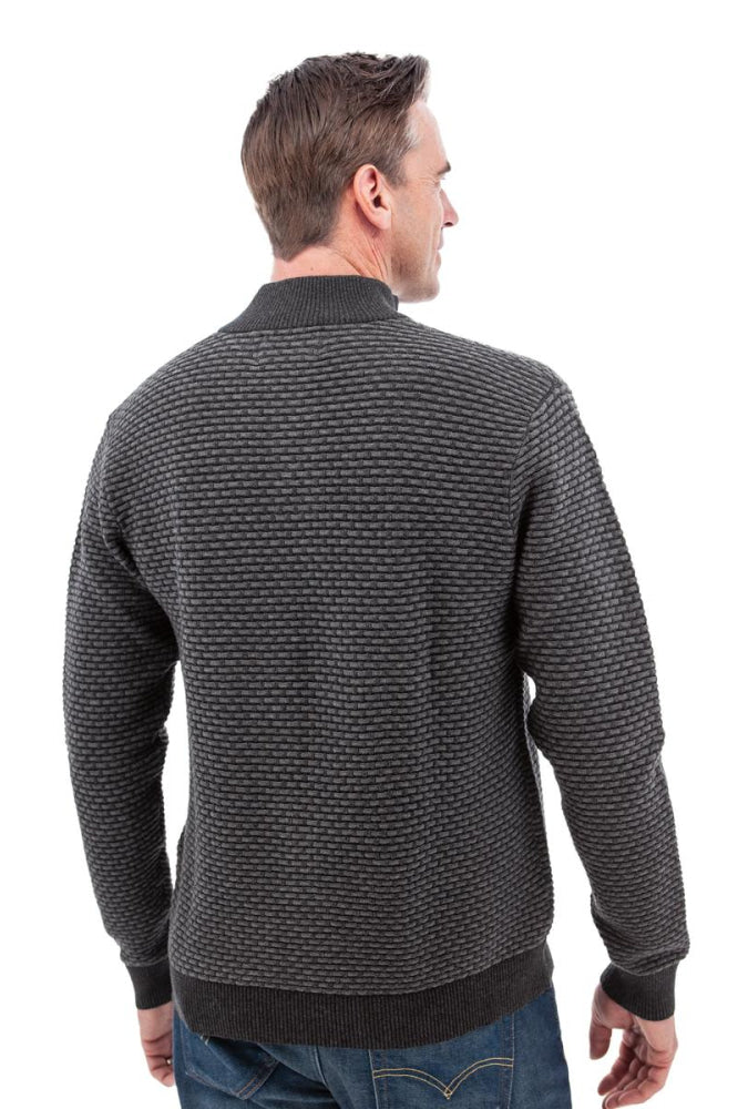 Cody Two Tone Textured Pullover - Charcoal - Sweater