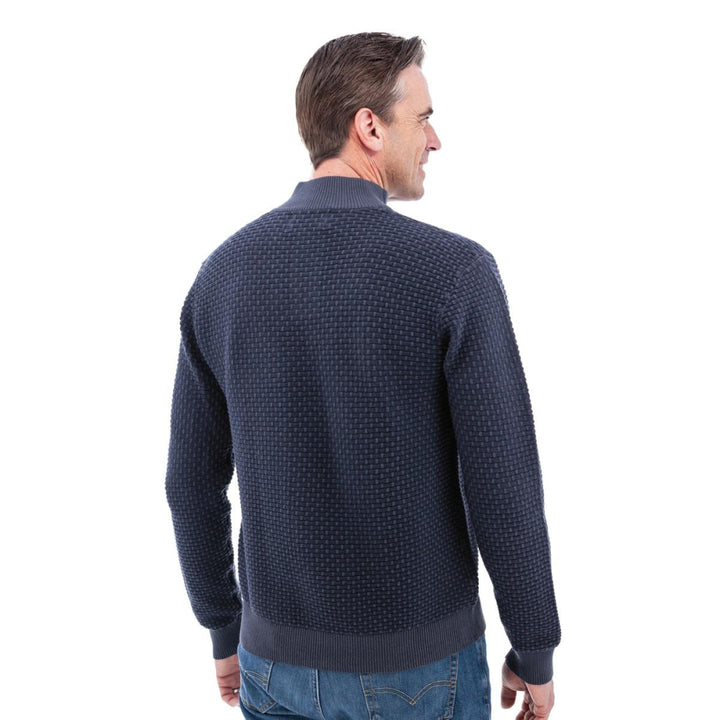 Cody Two Tone Textured Pullover - Dark Navy - Sweater