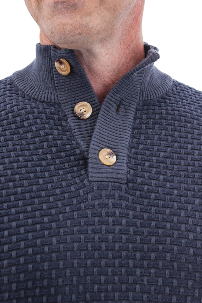 Cody Two Tone Textured Pullover - Dark Navy - Sweater