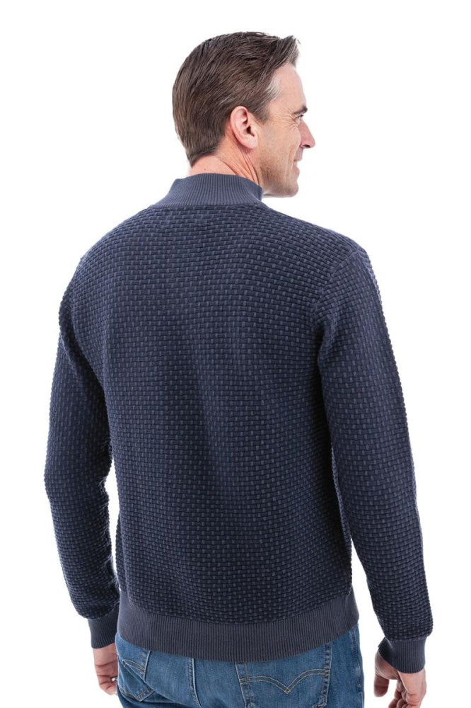 Cody Two Tone Textured Pullover - Dark Navy - Sweater