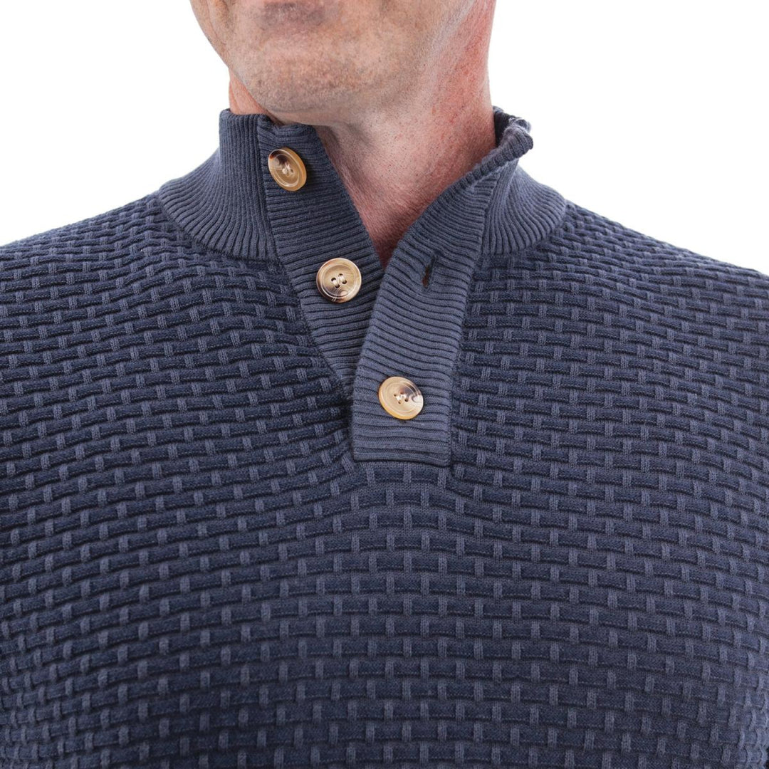 Cody Two Tone Textured Pullover - Dark Navy - Sweater