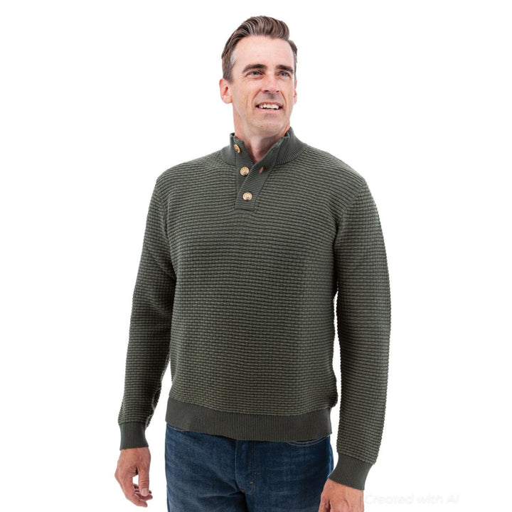 Cody Two Tone Textured Pullover - Thyme - Sweater