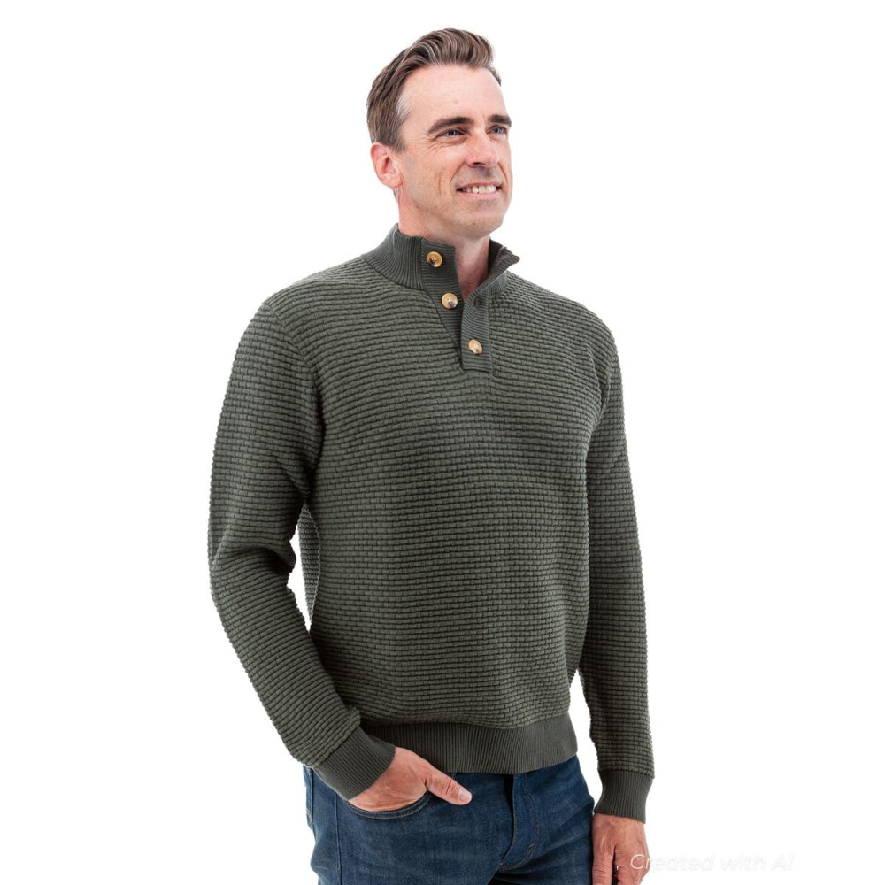 Cody Two Tone Textured Pullover - Thyme - Sweater