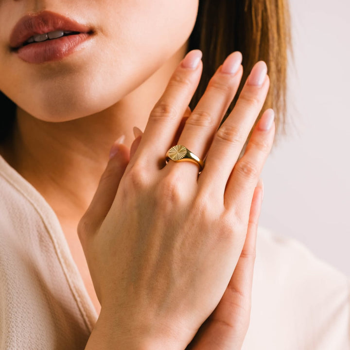 Coin Fluted Signet Ring - Ring
