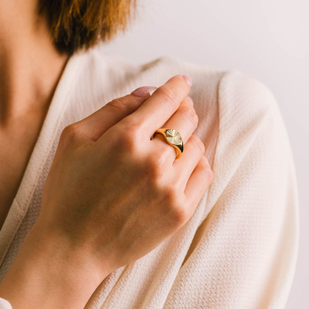 Coin Fluted Signet Ring - Ring