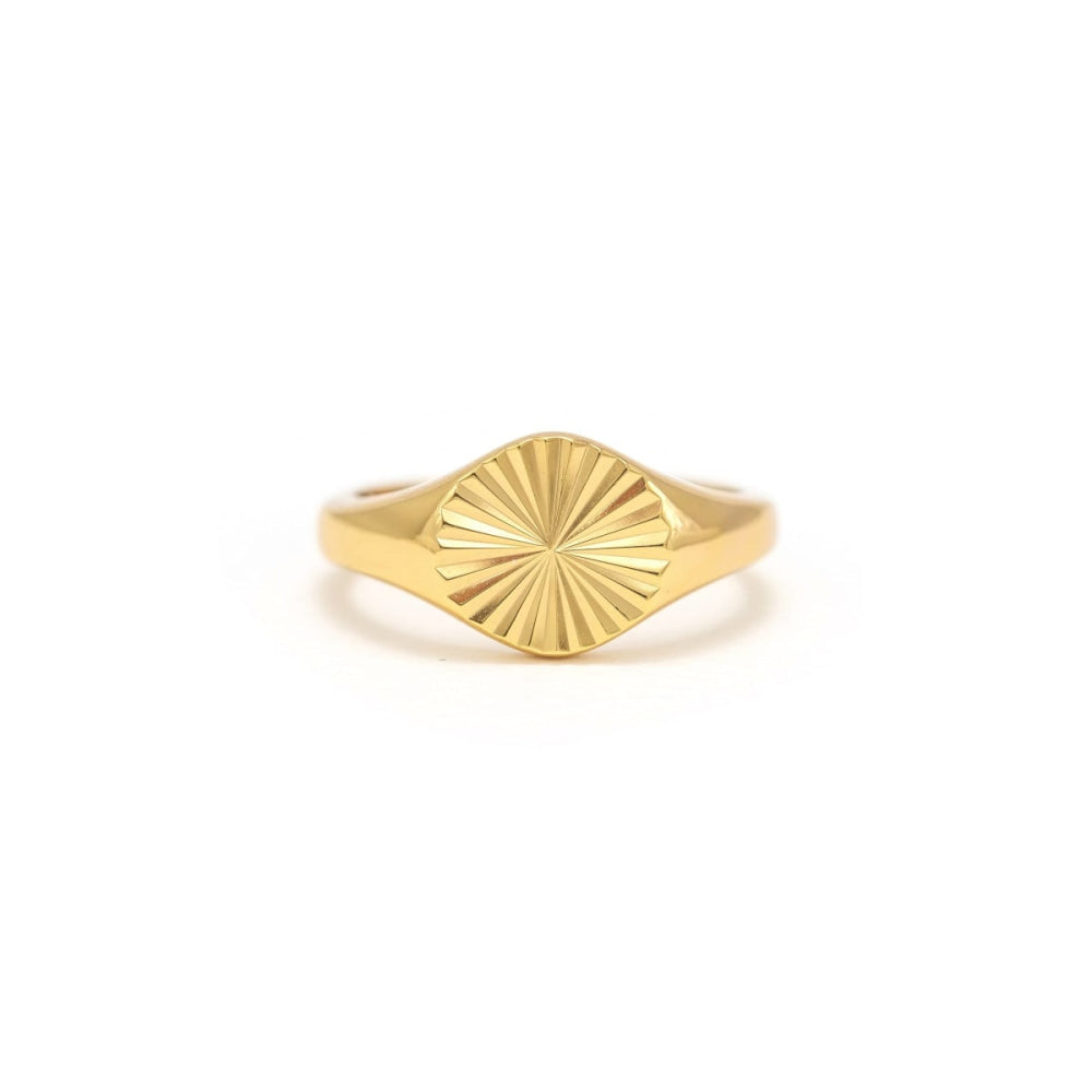 Coin Fluted Signet Ring - Ring