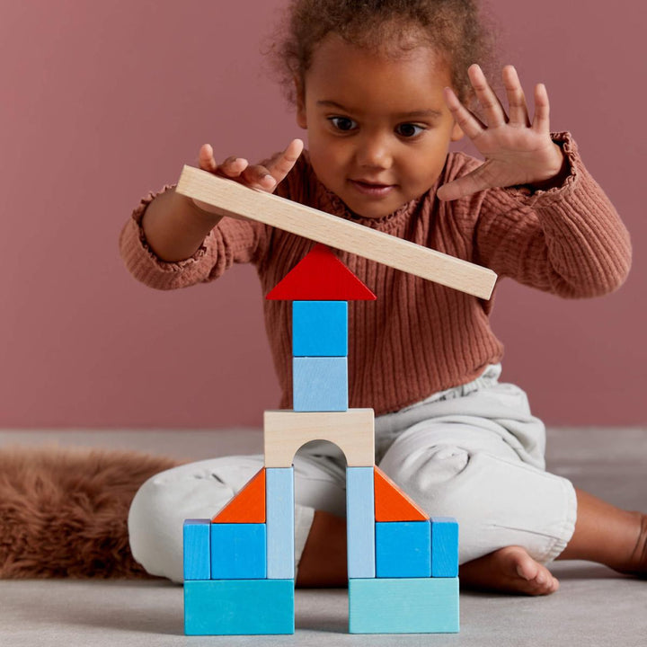 Colored Wooden Building Blocks - 46 Piece Set - ’Wooden Toy - Baby Kids Kids Adult Baby’
