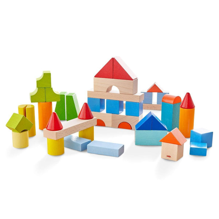 Colored Wooden Building Blocks - 46 Piece Set - ’Wooden Toy - Baby Kids Kids Adult Baby’