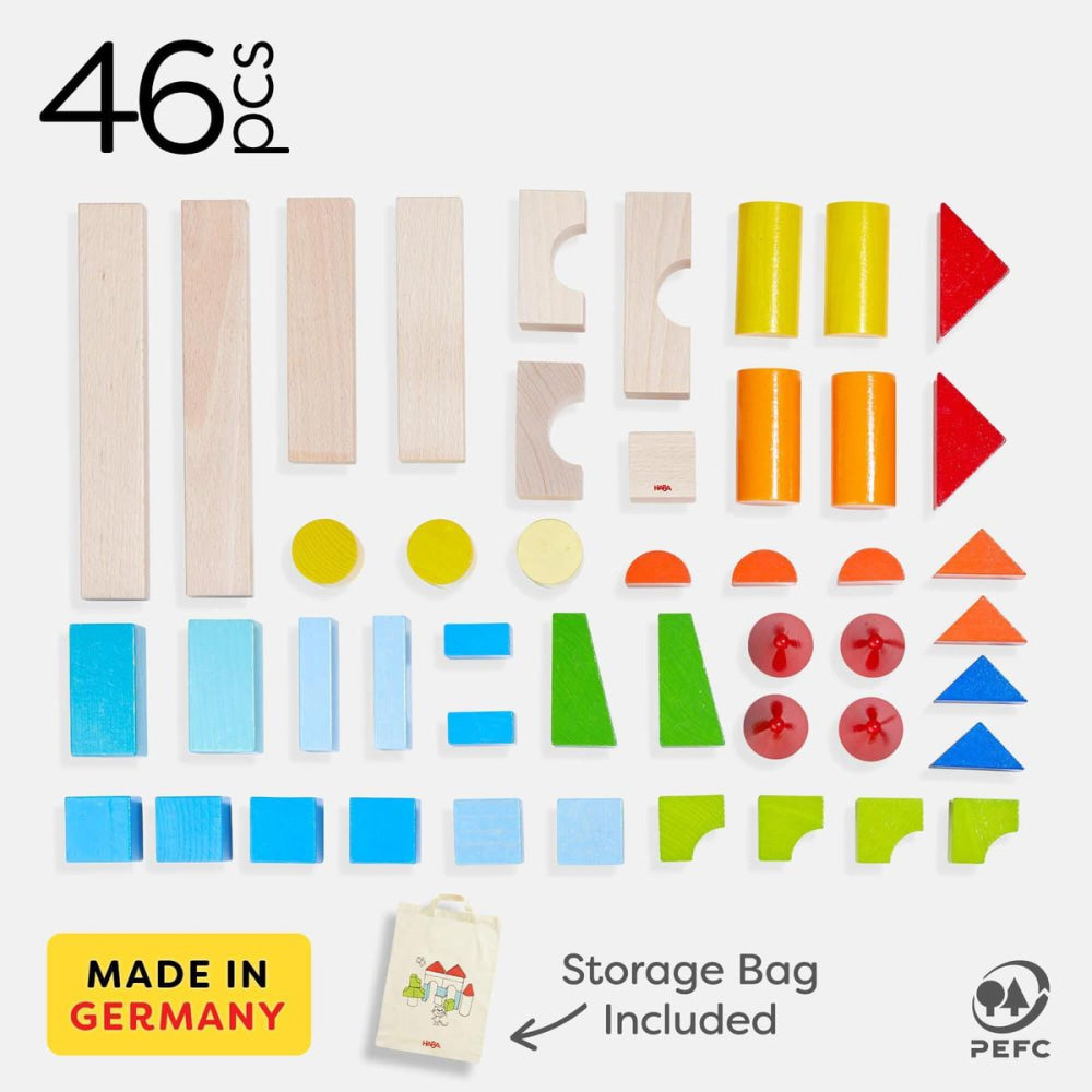 Colored Wooden Building Blocks - 46 Piece Set - ’Wooden Toy - Baby Kids Kids Adult Baby’