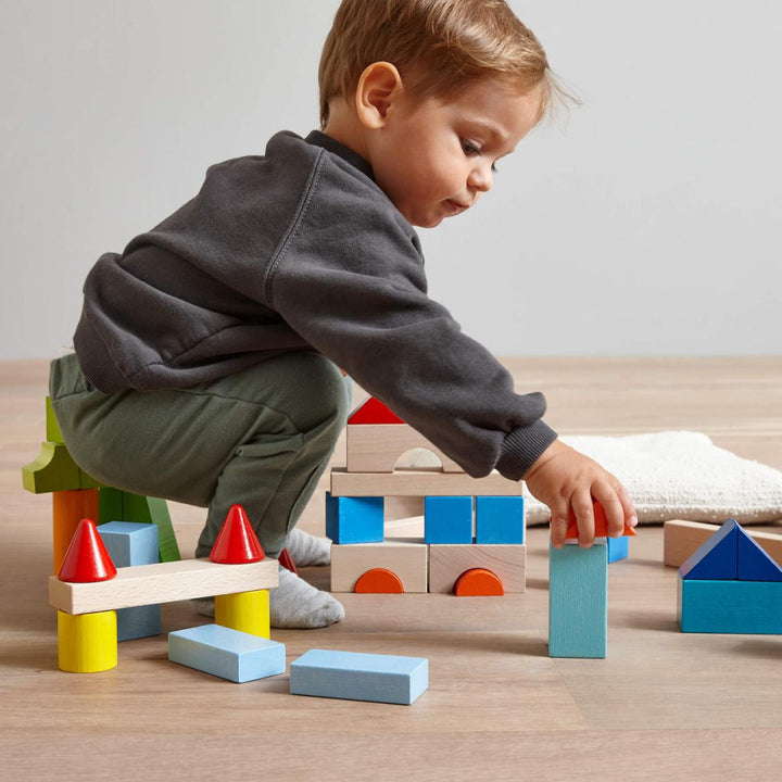 Colored Wooden Building Blocks - 46 Piece Set - ’Wooden Toy - Baby Kids Kids Adult Baby’