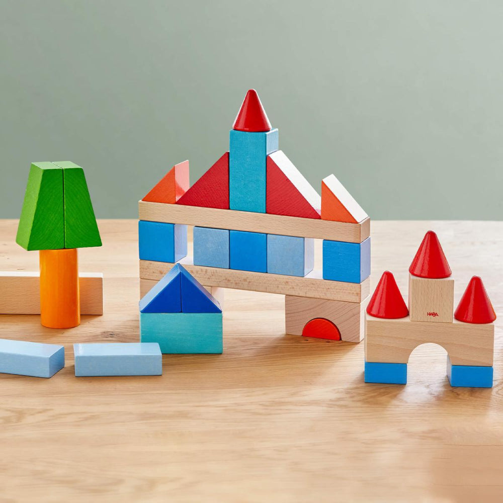 Colored Wooden Building Blocks - 46 Piece Set - ’Wooden Toy - Baby Kids Kids Adult Baby’