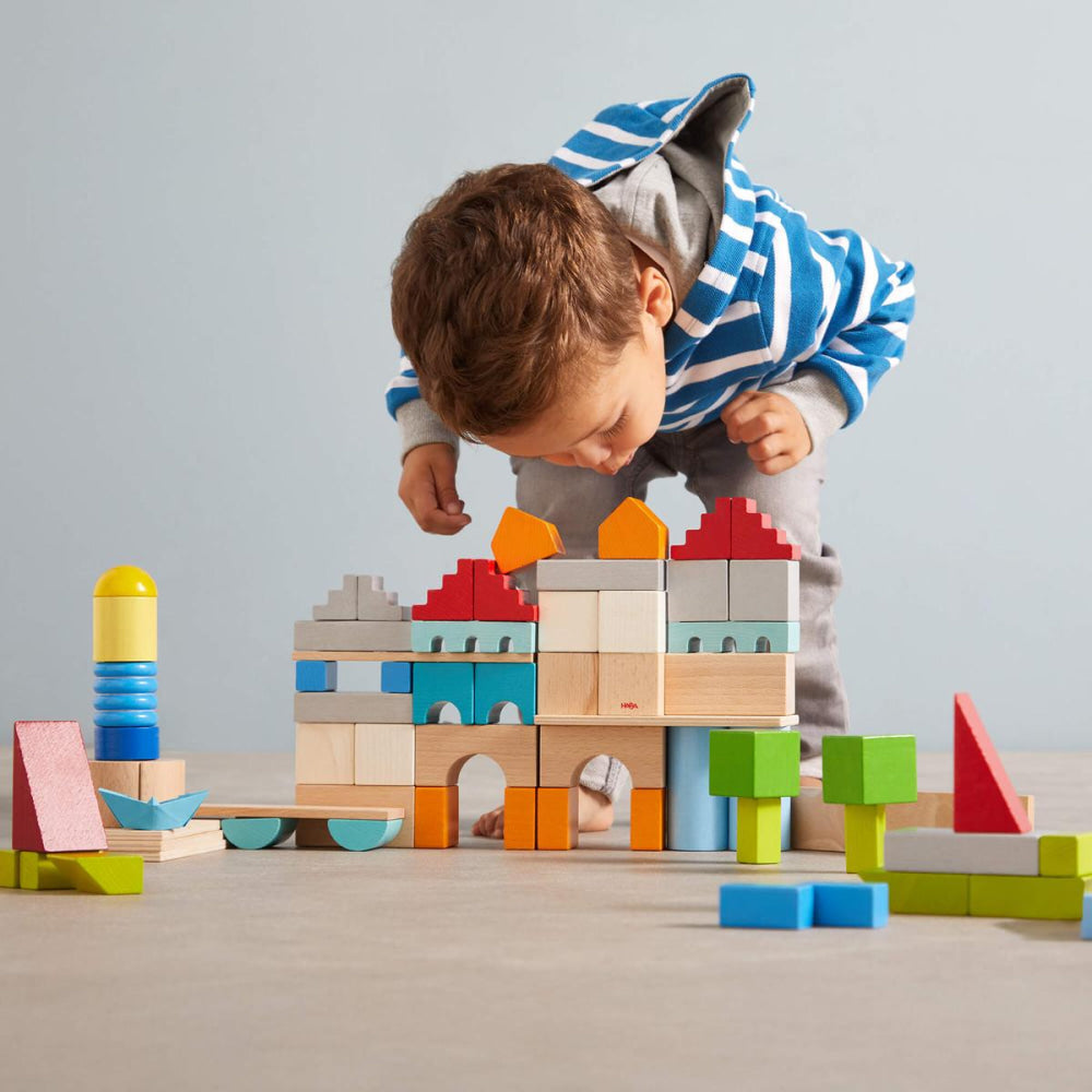 Colored Wooden Building Blocks - 85 Piece Set - ’Wooden Toy - Baby Kids Kids Adult Baby’