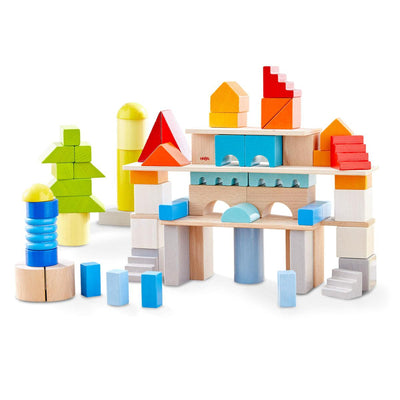 Colored Wooden Building Blocks - 85 Piece Set - ’Wooden Toy - Baby Kids Kids Adult Baby’