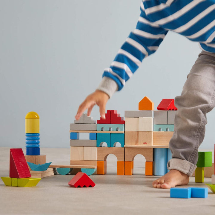 Colored Wooden Building Blocks - 85 Piece Set - ’Wooden Toy - Baby Kids Kids Adult Baby’