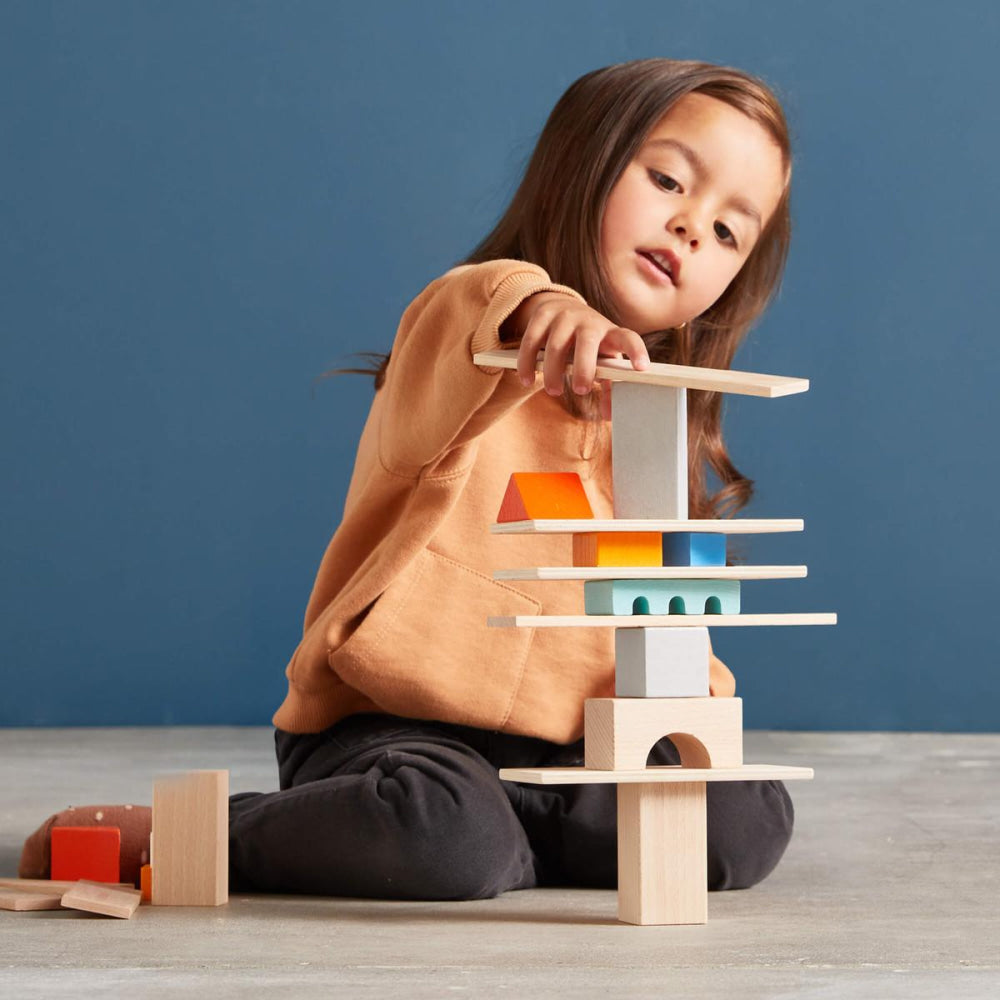 Colored Wooden Building Blocks - 85 Piece Set - ’Wooden Toy - Baby Kids Kids Adult Baby’