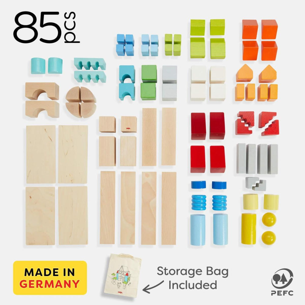 Colored Wooden Building Blocks - 85 Piece Set - ’Wooden Toy - Baby Kids Kids Adult Baby’