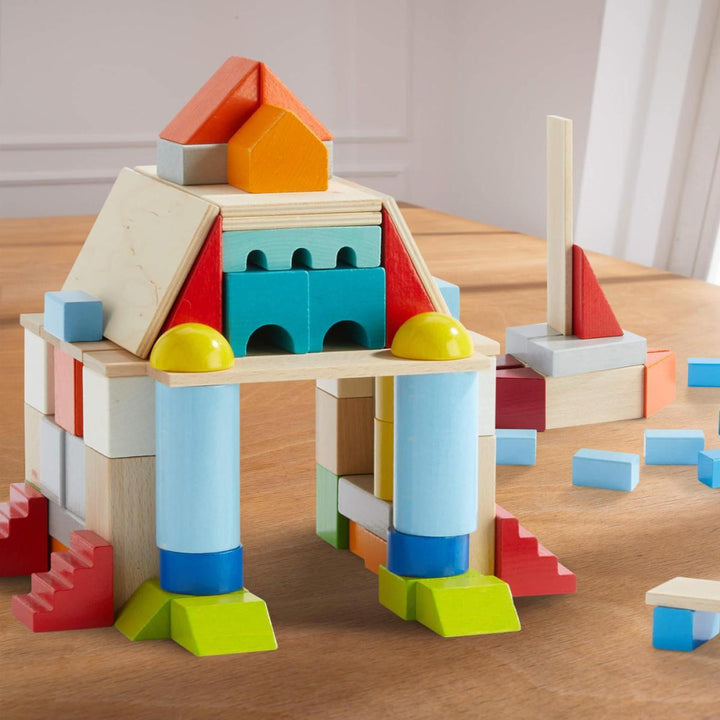 Colored Wooden Building Blocks - 85 Piece Set - ’Wooden Toy - Baby Kids Kids Adult Baby’