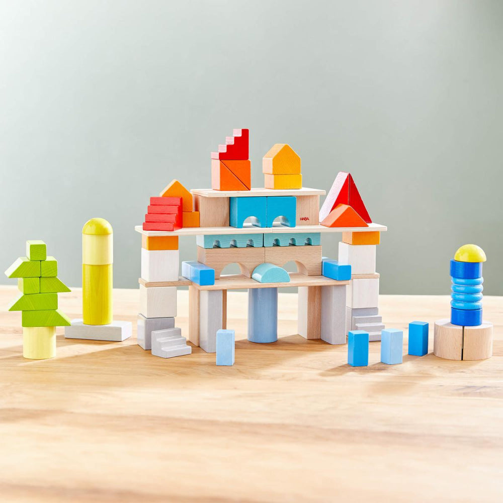 Colored Wooden Building Blocks - 85 Piece Set - ’Wooden Toy - Baby Kids Kids Adult Baby’