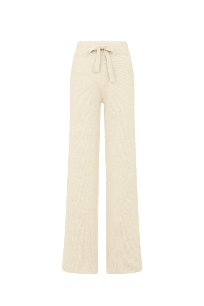 Como | Cashmere Ribbed Trousers - Cream - Trouser
