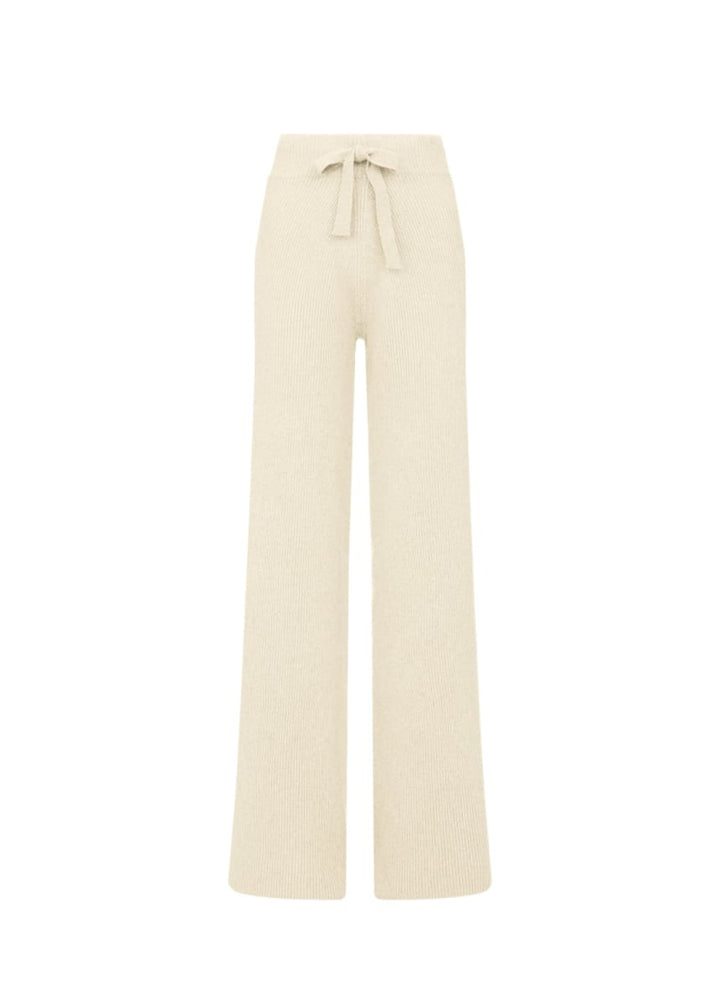 Como | Cashmere Ribbed Trousers - Cream - Trouser