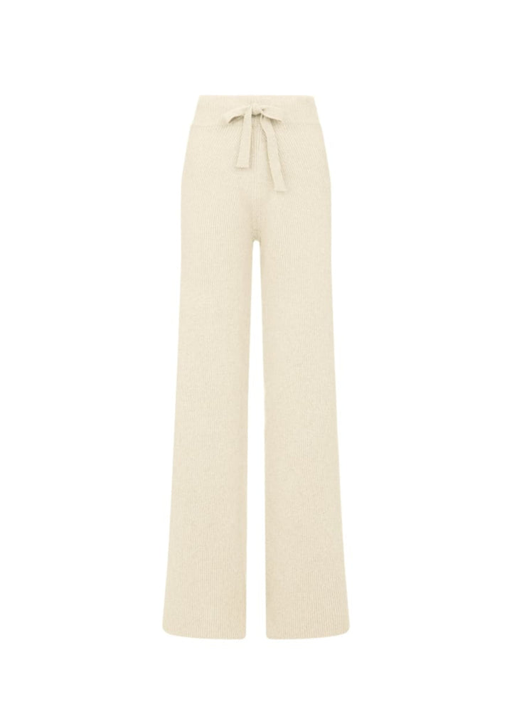 Como | Cashmere Ribbed Trousers - Cream - Trouser