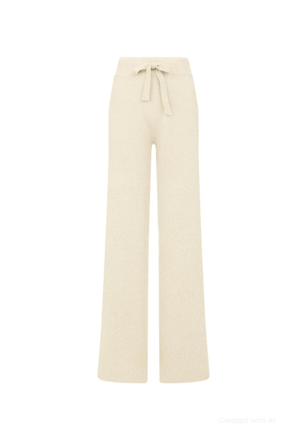 Como | Cashmere Ribbed Trousers - Cream - Trouser