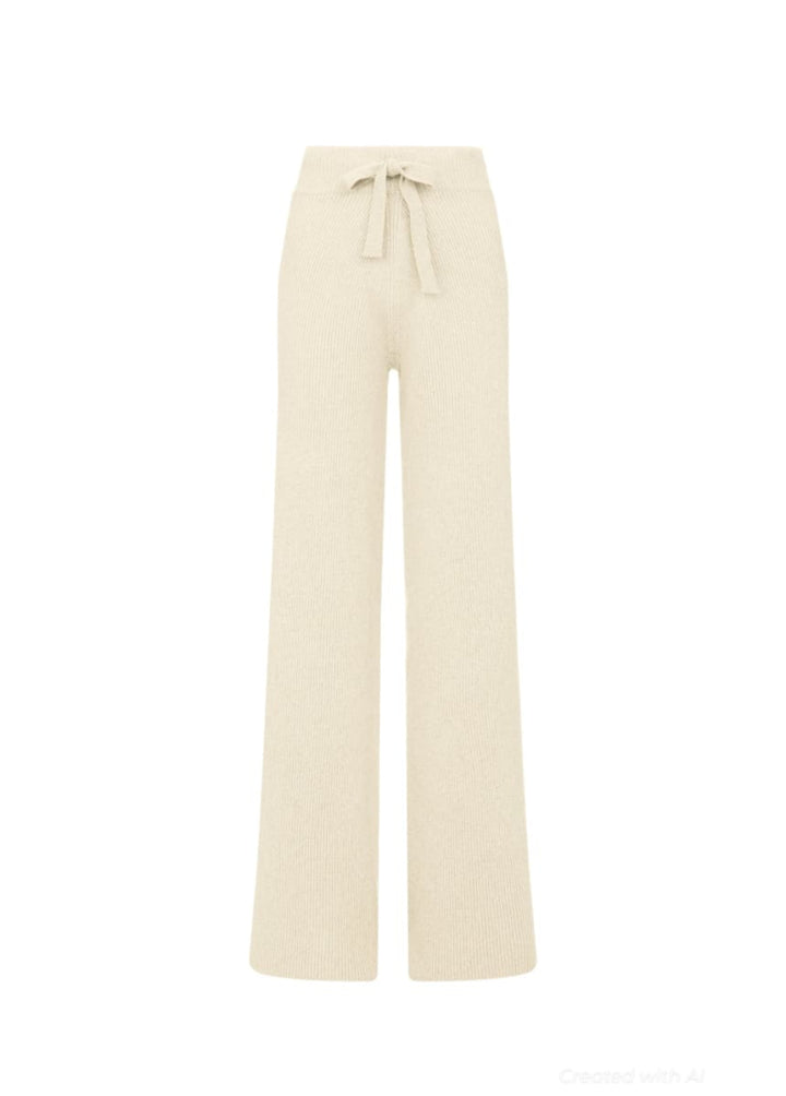 Como | Cashmere Ribbed Trousers - Cream - Trouser