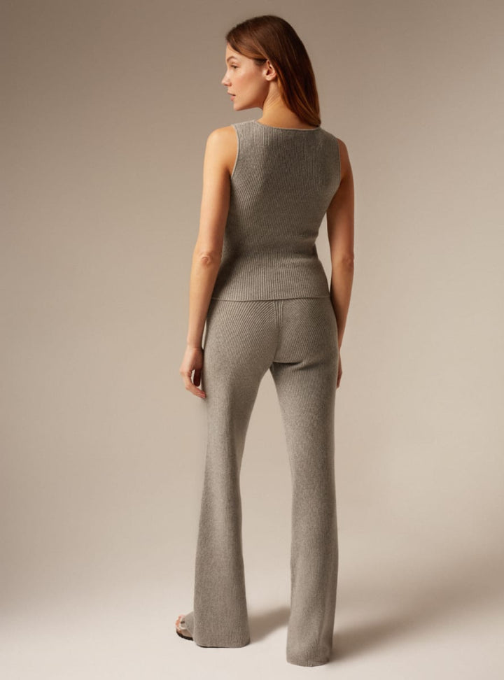 Como | Cashmere Ribbed Trousers - Grey - Trouser