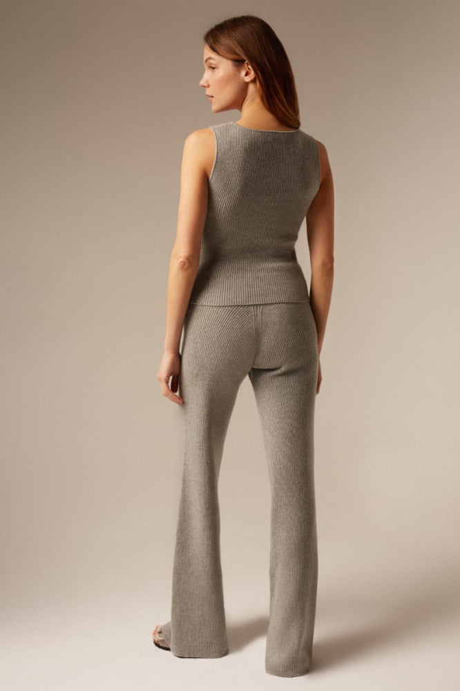Como | Cashmere Ribbed Trousers - Grey - Trouser