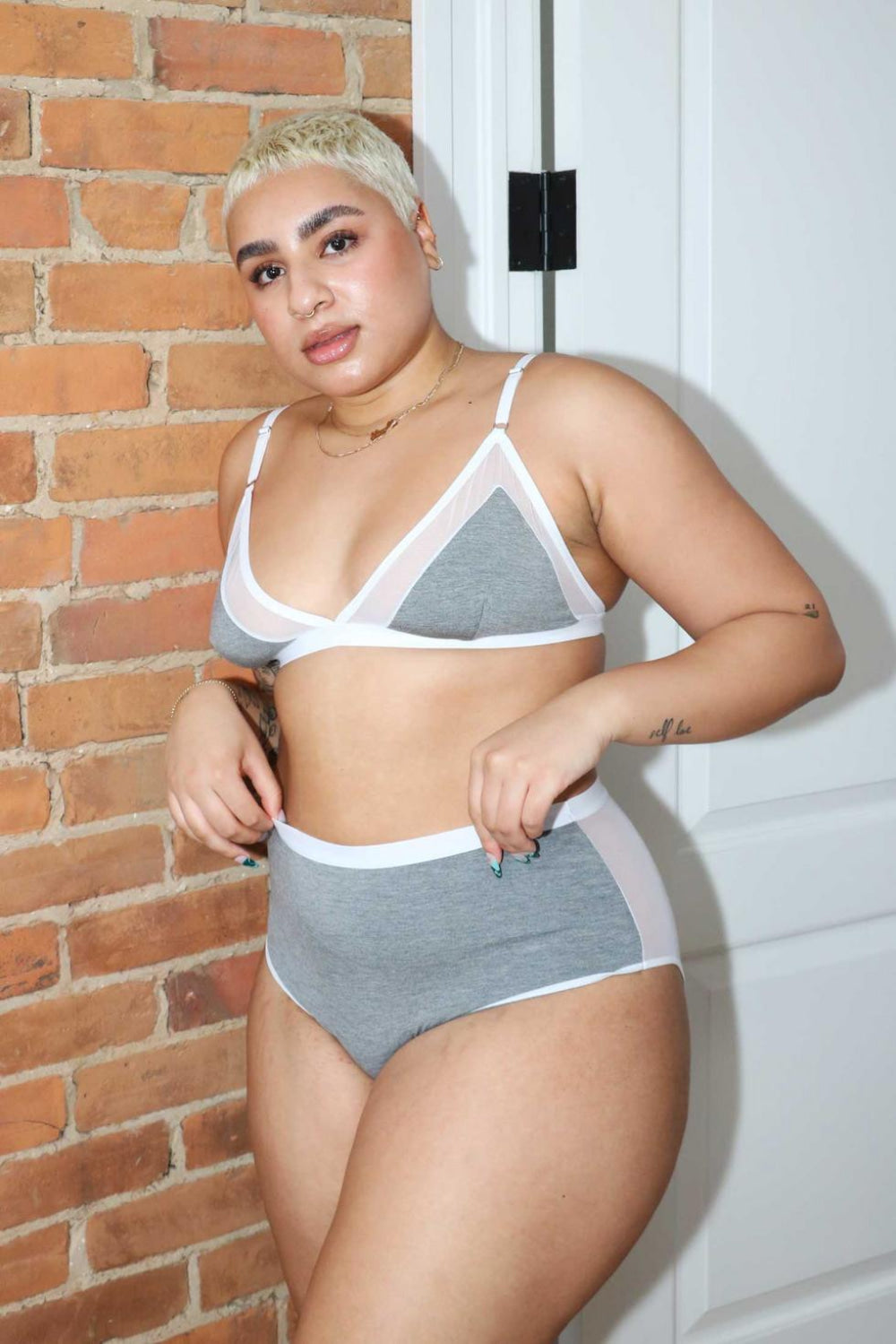 Contrast Bra - Grey - XS - Bra