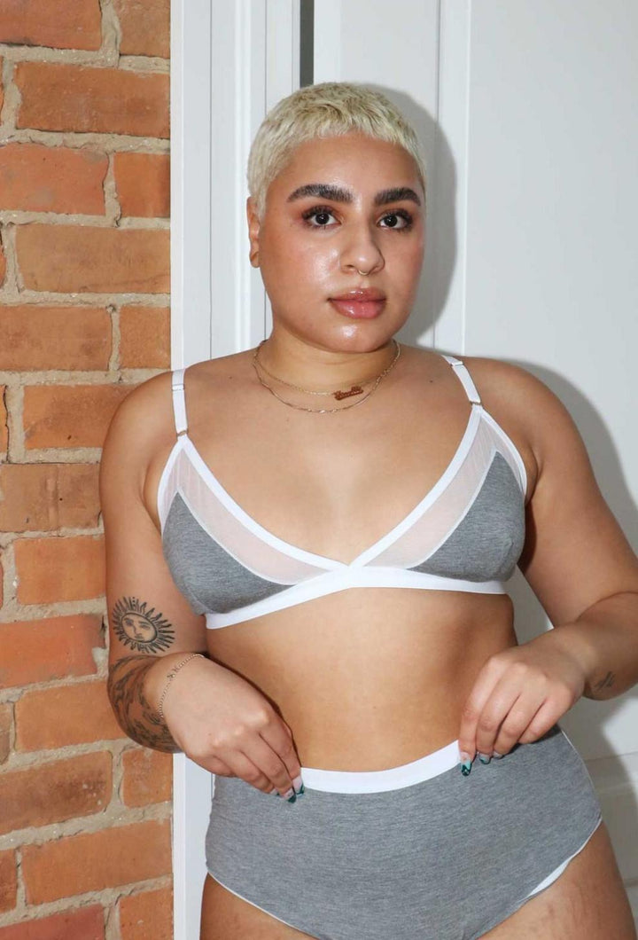 Contrast Bra - Grey - XS - Bra