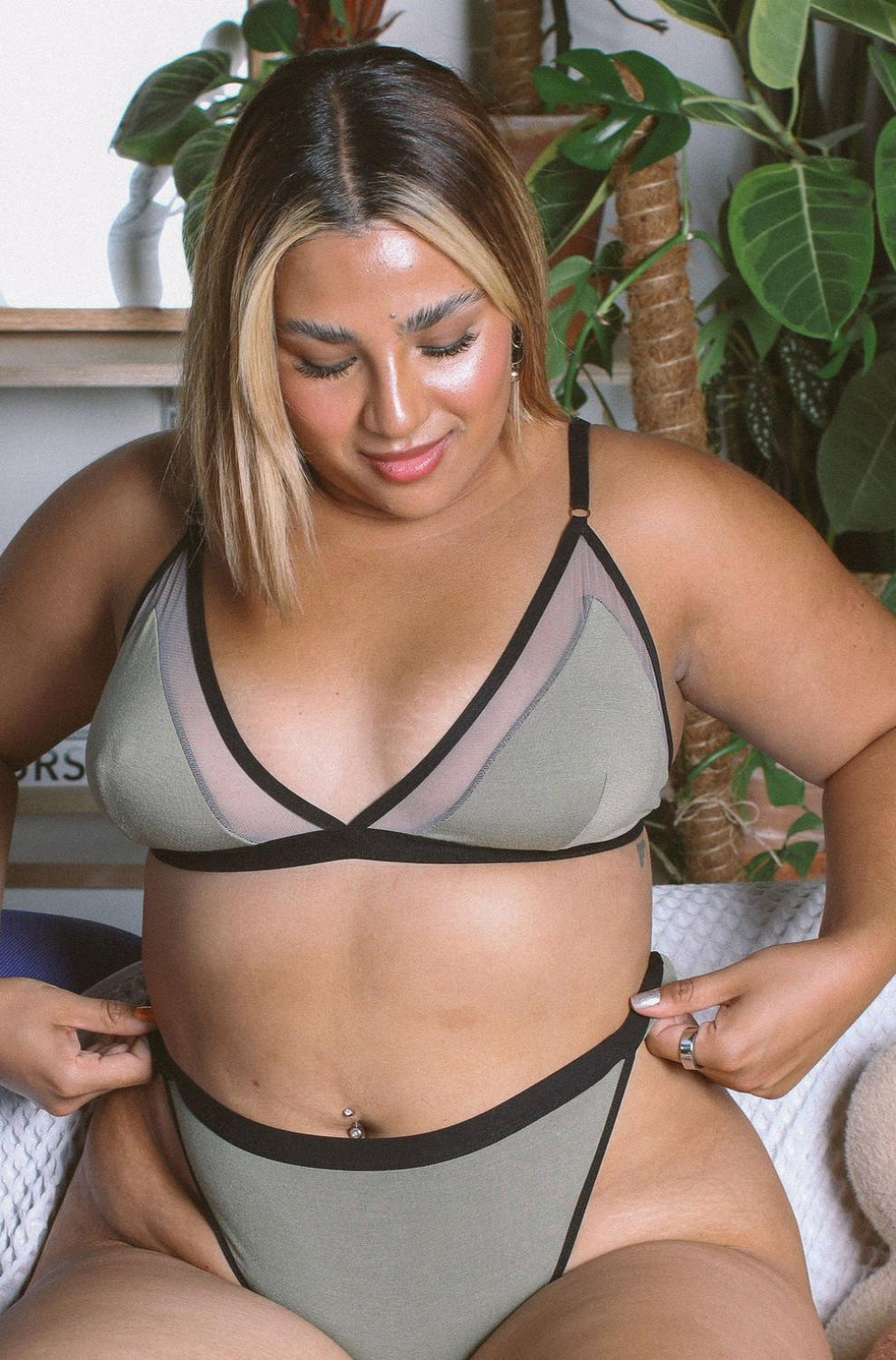 Contrast Bra - Sage - Bra