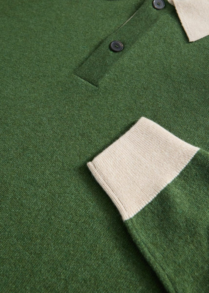 Contrast Collar & Wrist Pullover - Green - Polo