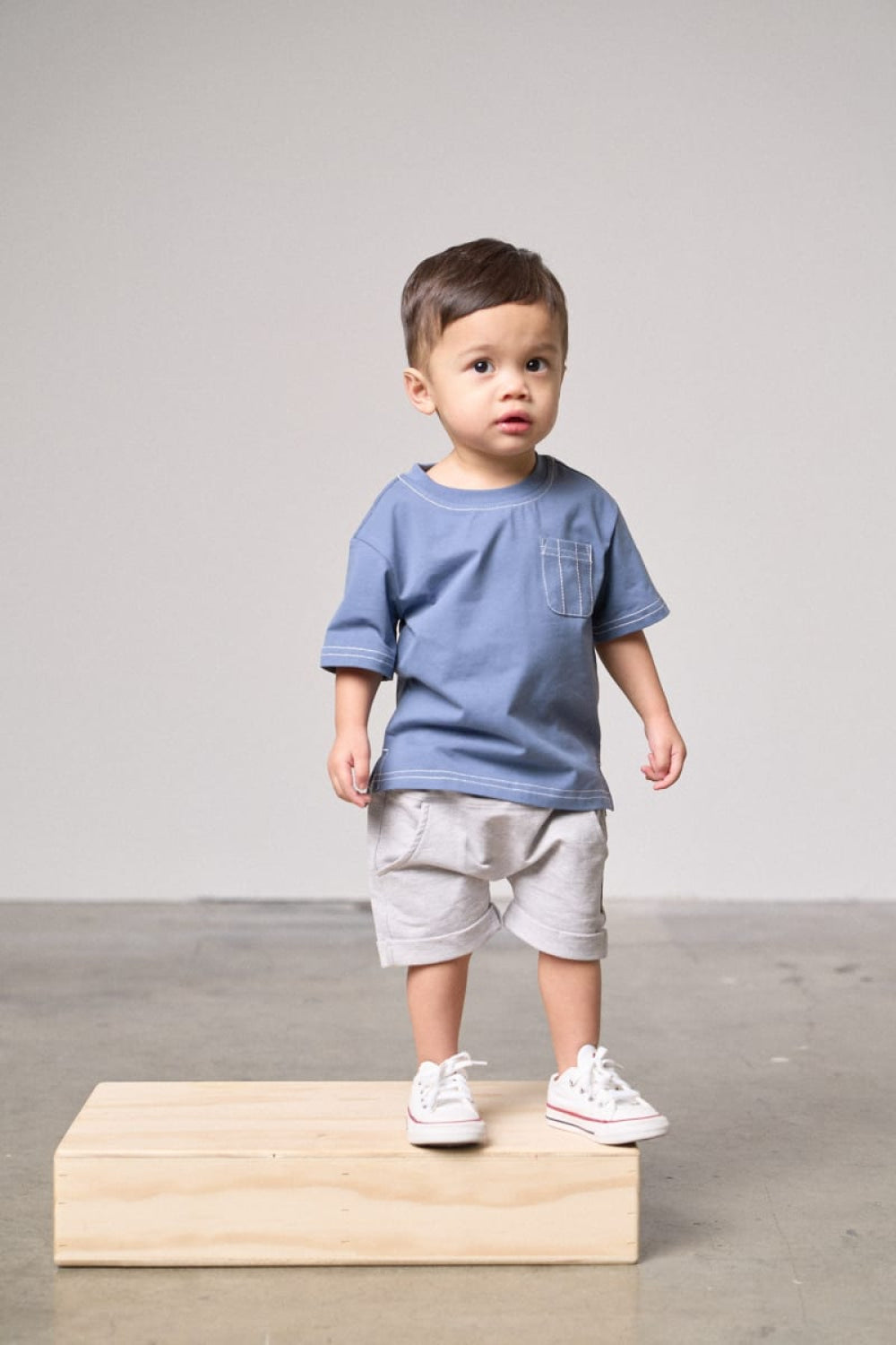 Contrast Thread Tee - Blue - T-shirt