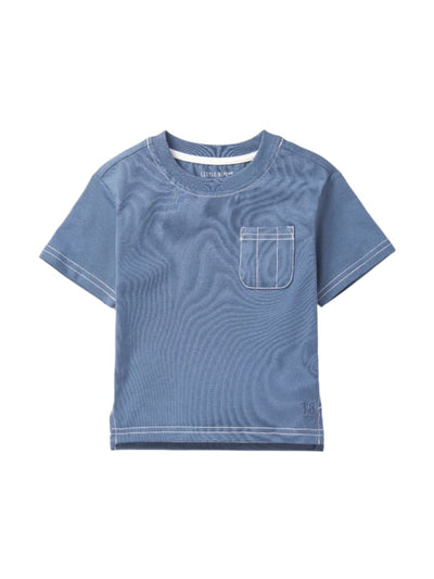 Contrast Thread Tee - Blue - T-shirt