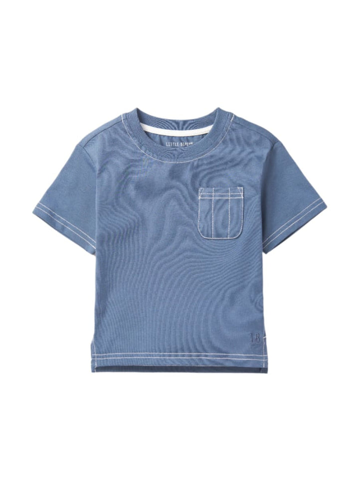 Contrast Thread Tee - Blue - T-shirt