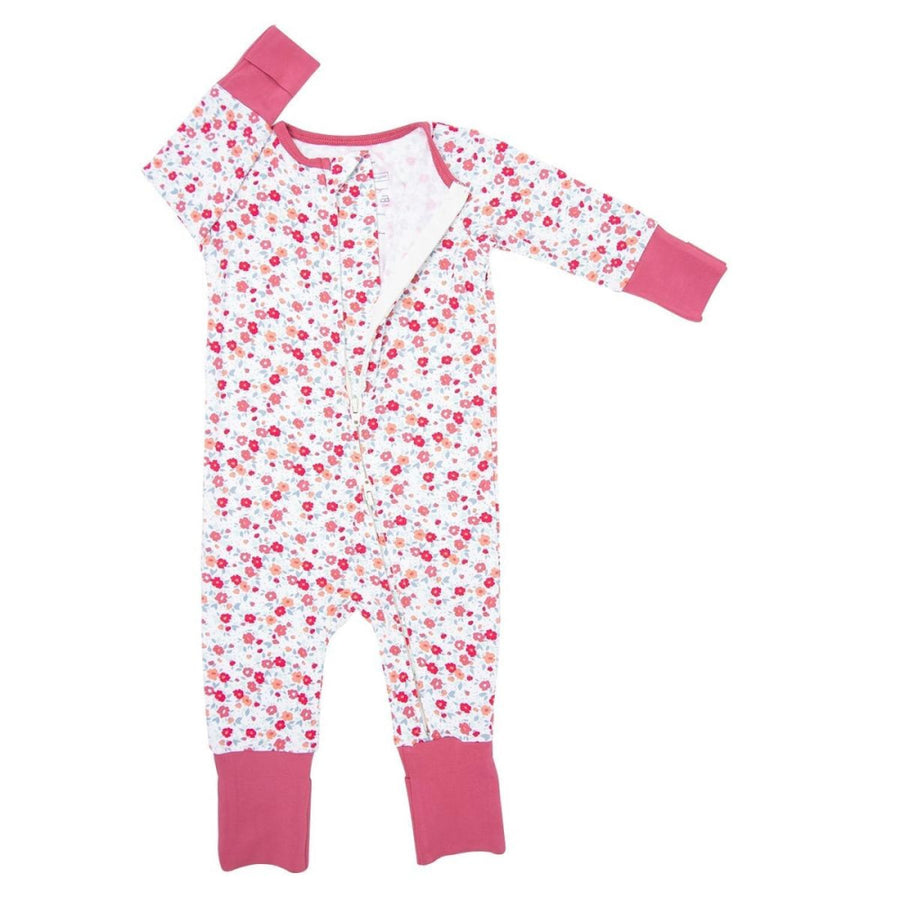 Convertible Romper - Crimson Floral - Onesie