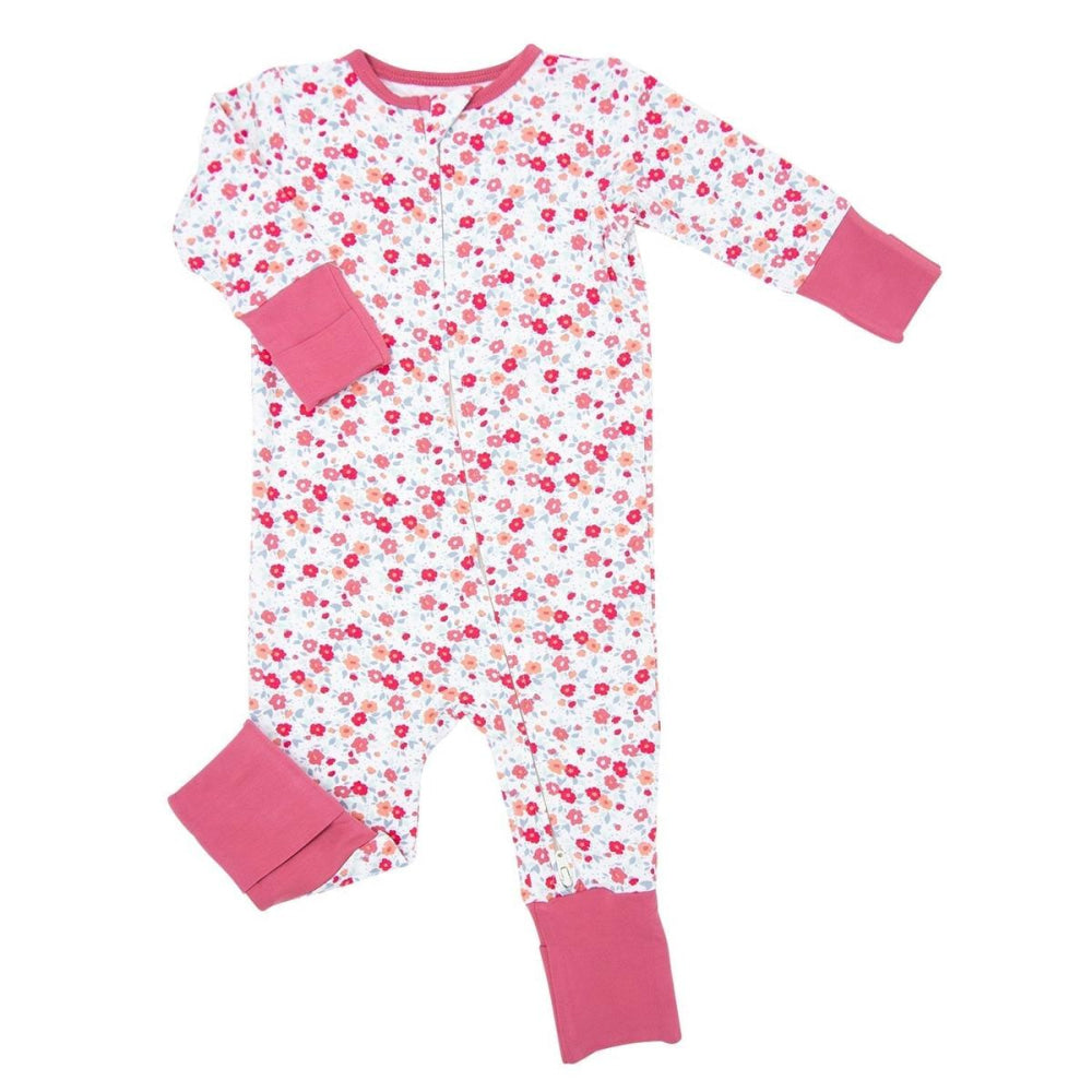 Convertible Romper - Crimson Floral - Onesie