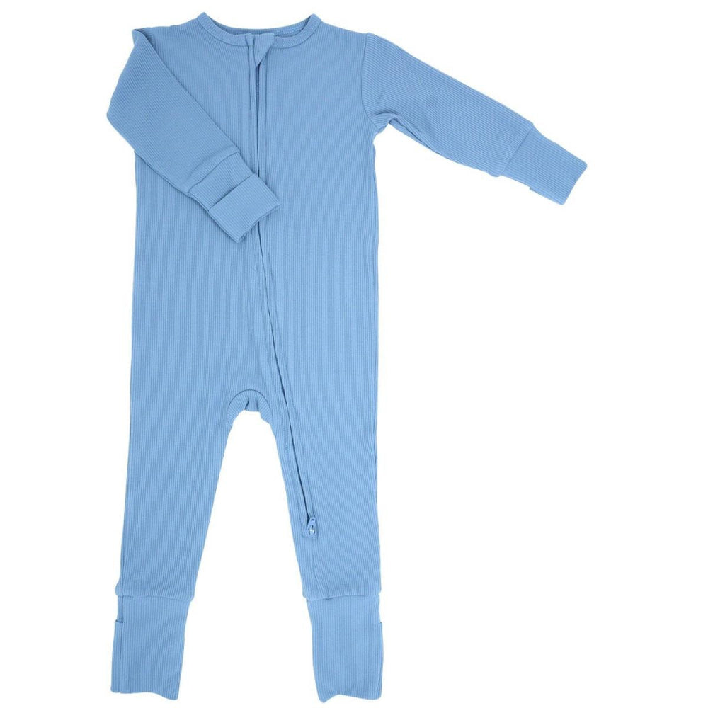 Convertible Romper - Denim Blue Ribbed - Bodysuit