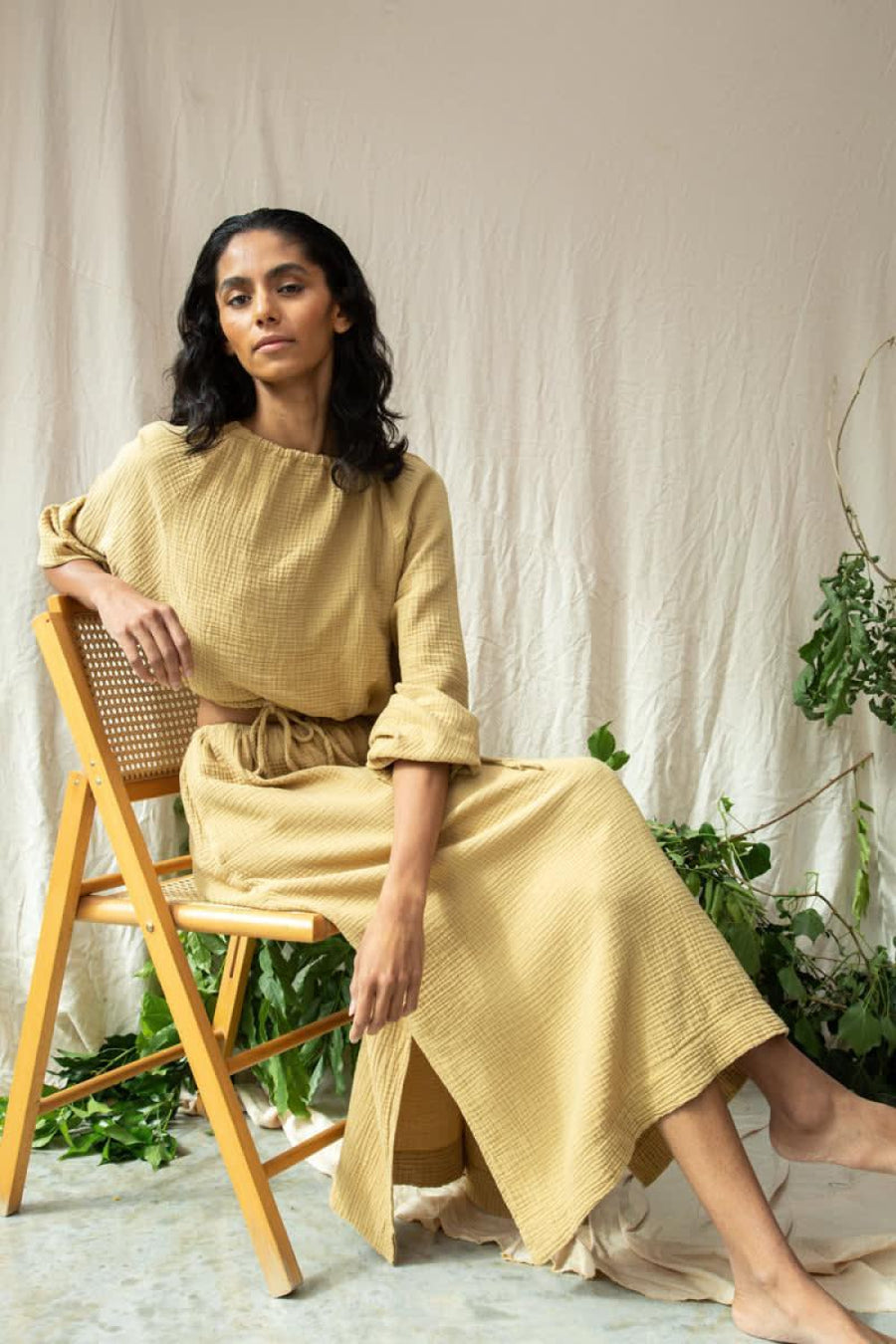 Cordelia Organic Cotton Top - Straw - Shirt
